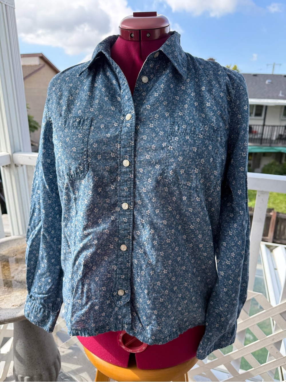 Lauren Jeans Co. (Ralph Lauren) Floral Button-Down Cotton Blouse
